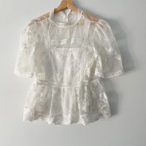 White lace peplum blouse